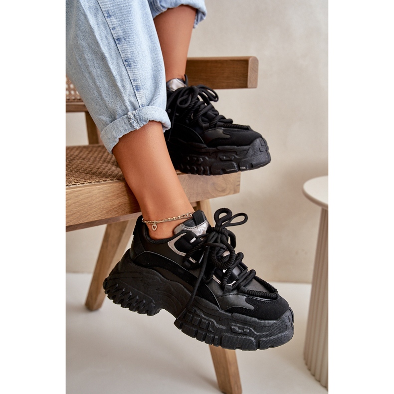 Damen-Sneaker mit massiver Sohle, schwarzes Nevela 2