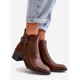 Isolierte Damenstiefel mit hohem Absatz und Schnalle, braun Nevillira 1