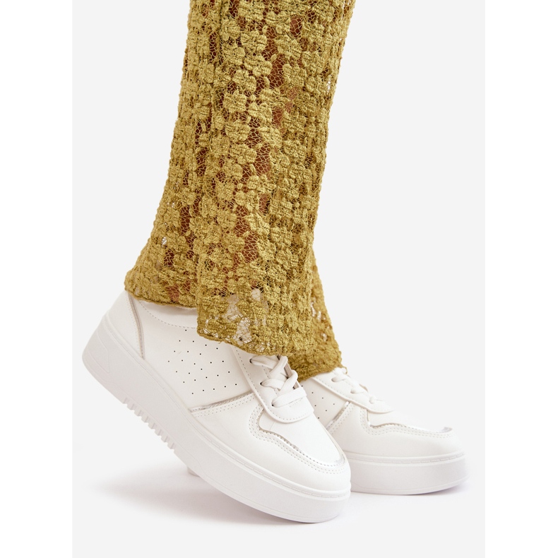 Damen-Plateau-Sneaker mit Zierschnürung, White Mistra weiß 1