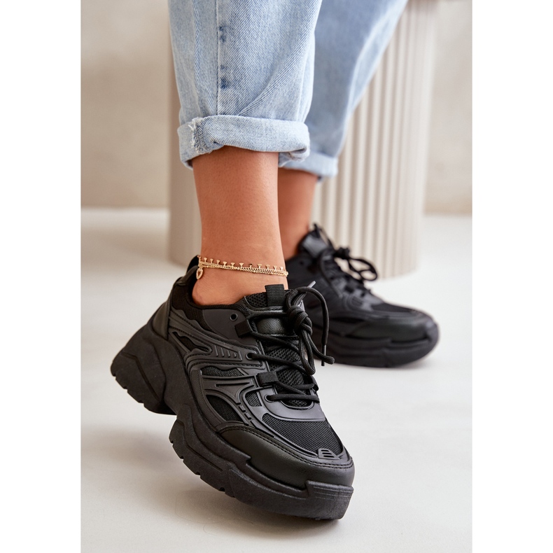 Damen-Sneaker mit dicker Sohle, schwarze Sportschuhe von Lerista 2