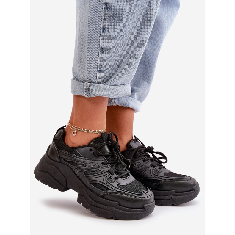 Damen-Sneaker mit dicker Sohle, schwarze Sportschuhe von Lerista 1
