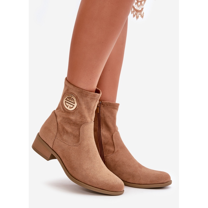 Jezzi Damen-Stiefeletten mit Reißverschluss und dekorativem Detail, Eco-Wildleder in Beige von Lerioria 1