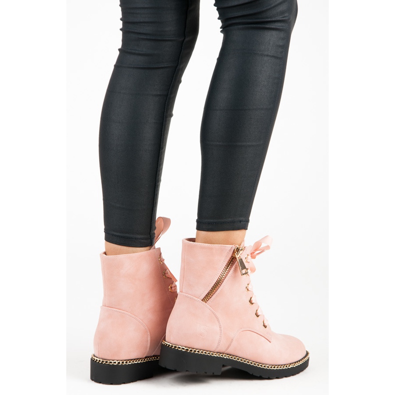 Vices New Collection Wildlederstiefeletten mit Schleife rosa 1