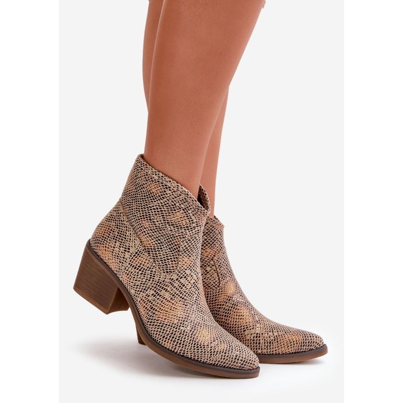 Jezzi Damen-Cowboystiefel mit Reißverschluss, Tiermuster, goldenes Merisin 1