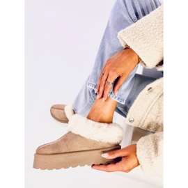 Yogi Khaki kurze Schneestiefel mit Fell beige 1