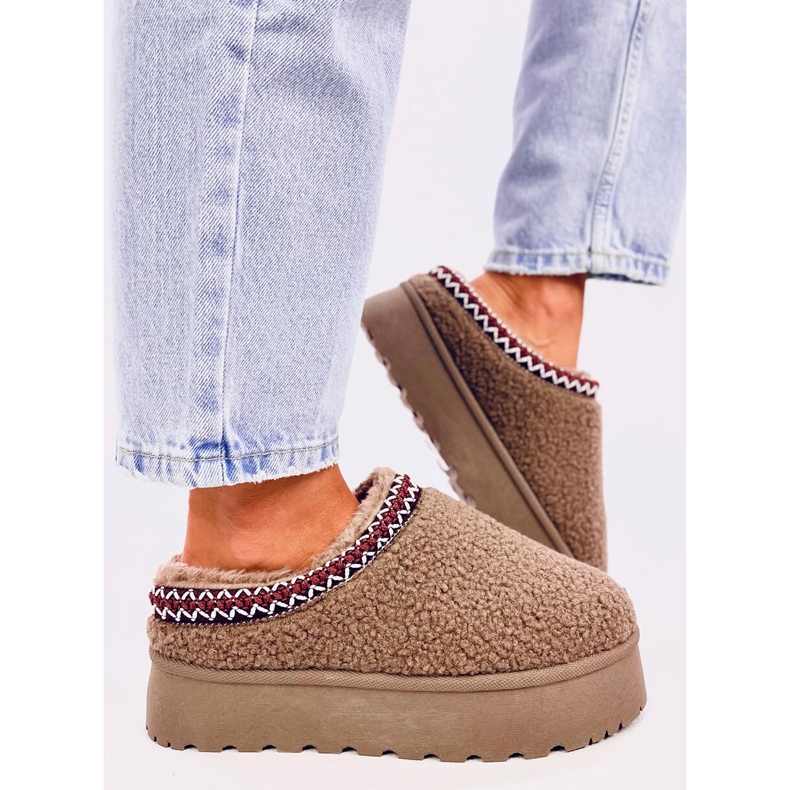 Kurze Schneestiefel mit Lamm-Khaki braun 1