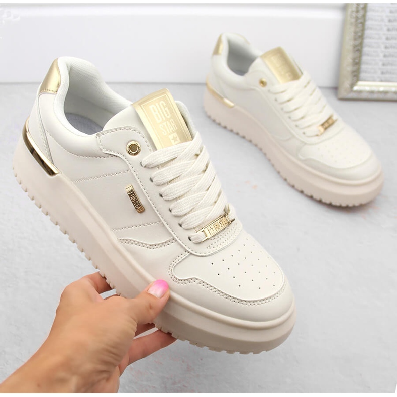 Beigefarbene Damen-Schnürsportschuhe Big Star OO274757 1