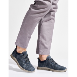 Durchbrochene marineblaue Herrenschuhe 3