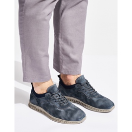 Durchbrochene marineblaue Herrenschuhe 2