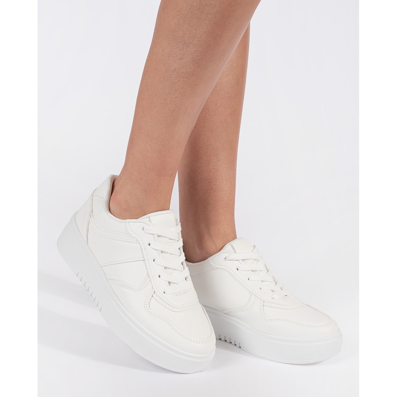 Weiße Plateau-Sportschuhe für Damen 1