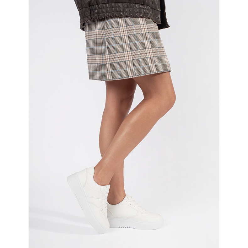 Weiße Plateau-Sportschuhe für Damen 2