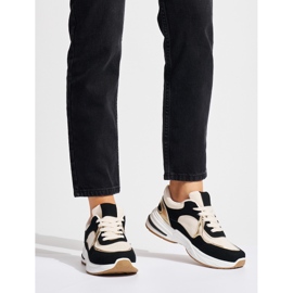 Schwarz-beige Sneaker mit dicker Sohle weiß 2