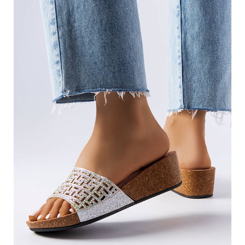 Silberne Keilsandalen von Elitha 1