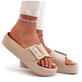 Damen-Flip-Flops aus Schaumstoff auf der Plattform mit Schnalle Big Star NN274A666 Beige 4
