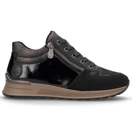 Isolierte schwarze Damensneaker Rieker N1407-00 1