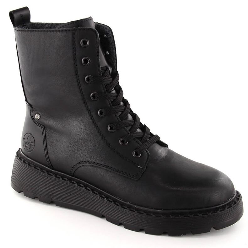 Damen isolierte Lederstiefel Rieker schwarz 70401-00 1