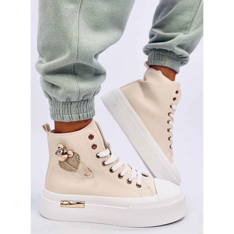 Arenas Beige High-Top-Sneaker mit Sicherheitsnadel 1