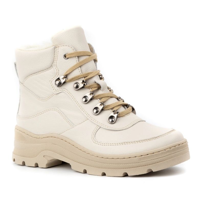 Olivier Isolierte Damen-Winterstiefel aus Leder 1050, beige 1