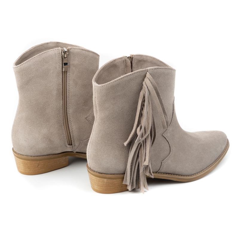 Olivier Wildleder-Stiefelette mit Reißverschluss und Fransen 1139, beige 1