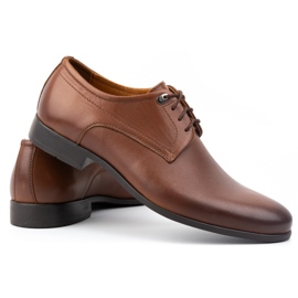 Kampol Formelle Herrenschuhe, elegante Lederpantoffeln 334KAM, braun 5