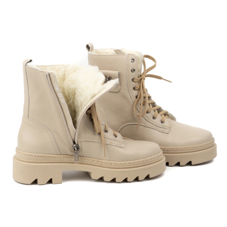 Olivier Isolierte Damen-Winterstiefel aus Leder 1186, beige 1