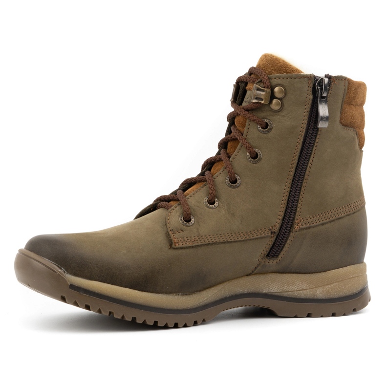 Olivier Damen-Trekkingschuhe aus Leder mit Schnürstiefeletten, Winter 360BB, oliv grün 1