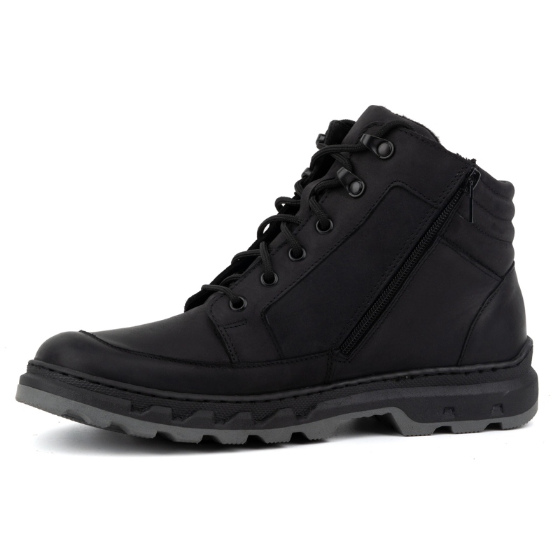 Herren-Winter-Schnürstiefel aus Leder WASAK 0220 schwarz 1