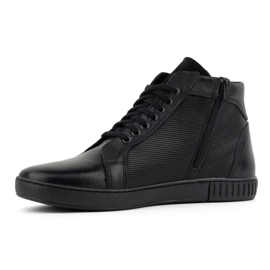 Olivier Herren-Lederschuhe, Chelsea-Boots, hohe Sneakers, 427KNT, schwarz 2
