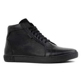 Olivier Herren-Lederschuhe, Chelsea-Boots, hohe Sneakers, 427KNT, schwarz 1