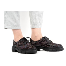 Olivier Damen-Lederschuhe mit dicker Sohle, Blumen 1134, Türkis mehrfarbig 2