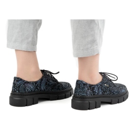 Olivier Damen-Lederschuhe mit dicker Sohle, Blumen 1134, blau mehrfarbig 2