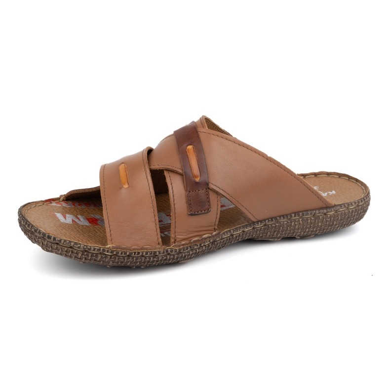 Kampol Herren-Flip-Flops aus Leder-Cross-Leder 201/14 braun 1