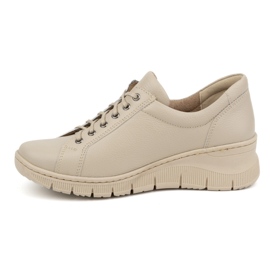 Olivier Damen-Lederschuhe mit dicker Sohle 1236, beige 1