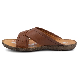 Kampol Herren-Flip-Flops aus Leder-Cross-Leder 216kam braun 1
