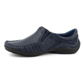 KOMODO Herrenschuhe, Slip-On-Mokassins aus Leder 627K, Marineblau 1