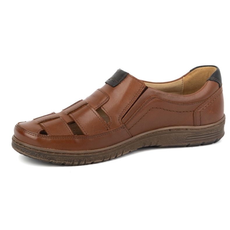 Kampol Lässige Herren-Lederschuhe 86KAM, braune Narbung 1