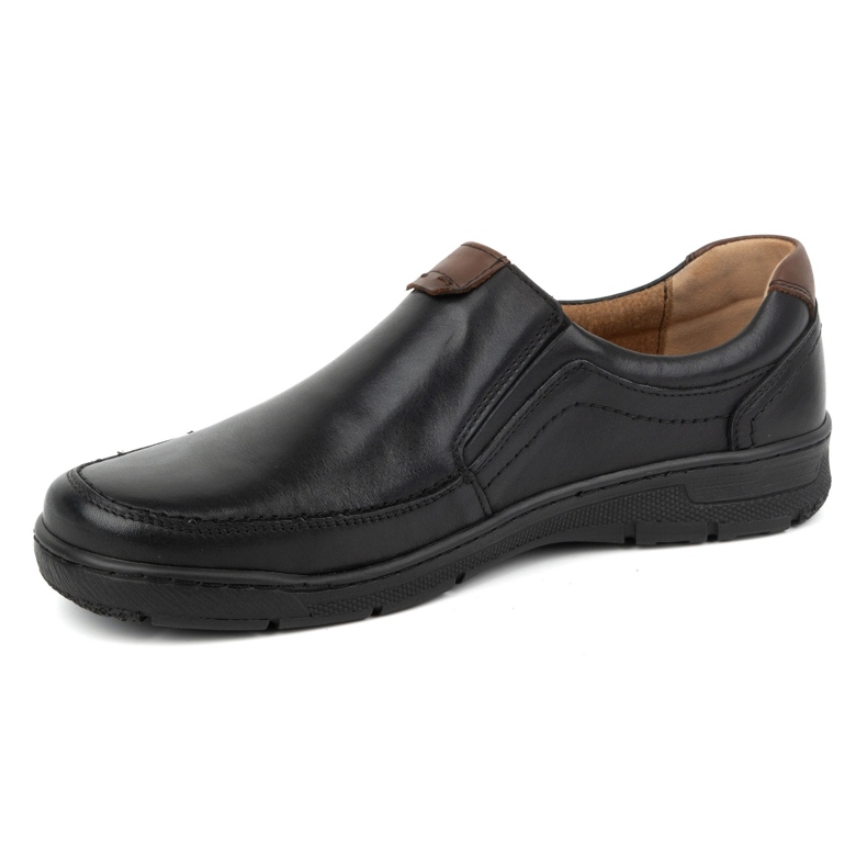Kampol Freizeit-Slip-On-Schuhe aus Leder für Herren 58KAM, schwarz 1