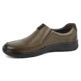 Kampol Freizeit-Slip-On-Schuhe aus Leder für Herren 58KAM oliv grün 1