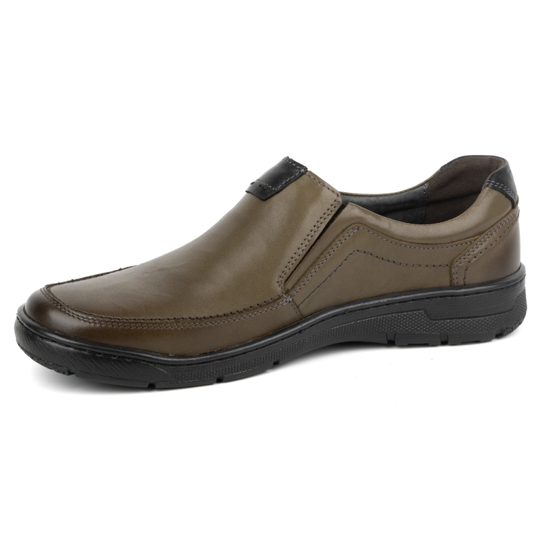 Kampol Freizeit-Slip-On-Schuhe aus Leder für Herren 58KAM oliv grün 1