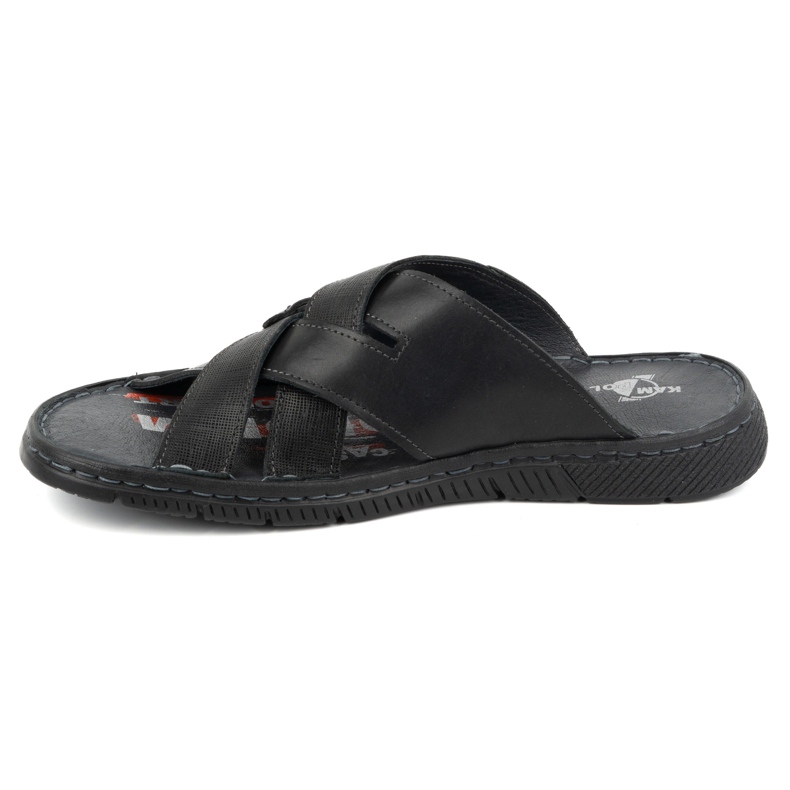 Kampol Herren-Flipflops aus gekreuztem Leder 203KAM, schwarz 1