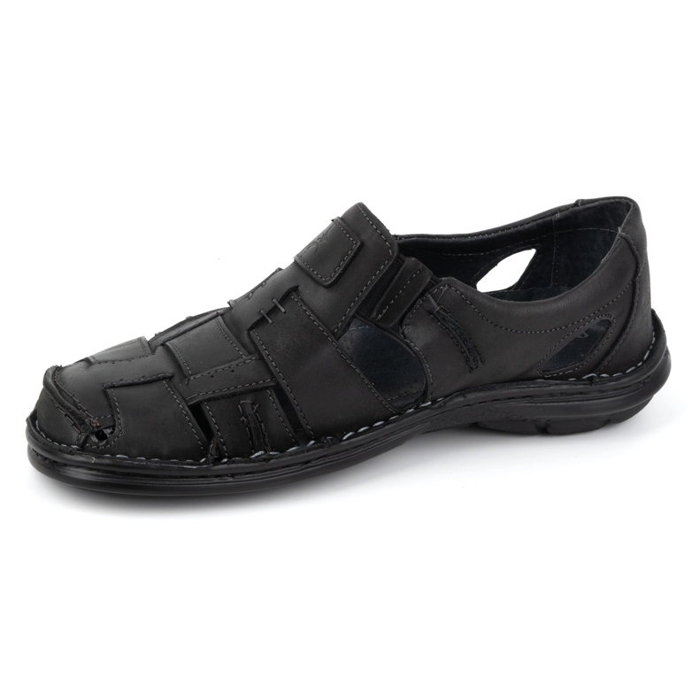 Olivier Herren Sommer-Slipper aus Leder 902MP Sommer schwarz 1