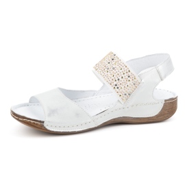 Olivier Damen-Ledersandalen mit Gummiband 0546, Silber 1