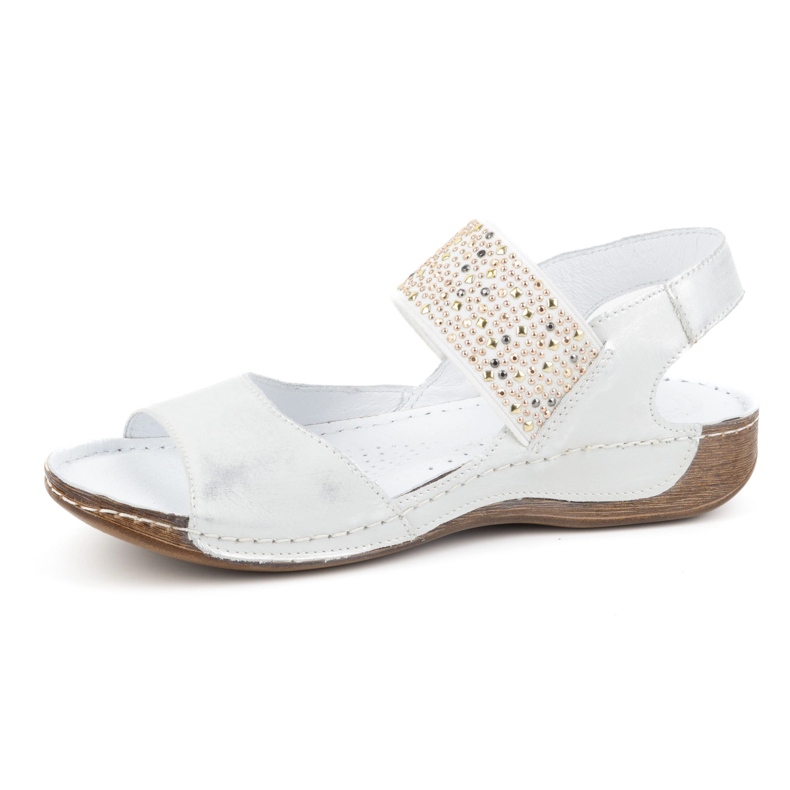 Olivier Damen-Ledersandalen mit Gummiband 0546, Silber 1