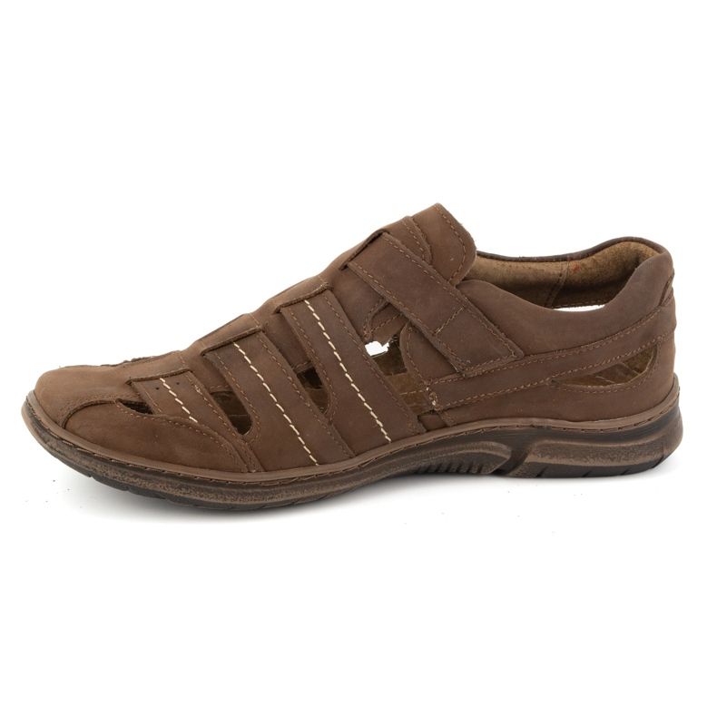 KOMODO Herrenschuhe, Leder, luftige Klettschuhe 931K, braun 1