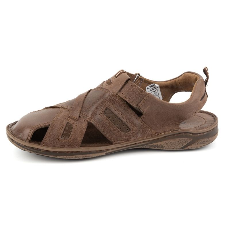 KOMODO Herren-Ledersandalen mit Klettverschluss 523K, braun 1