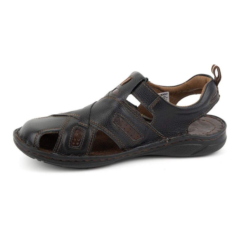 KOMODO Herren-Ledersandalen mit Klettverschluss 523K, schwarz 1