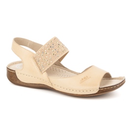 Olivier Damen-Ledersandalen Polish, weiche Innensohle 0546, beige braun 1