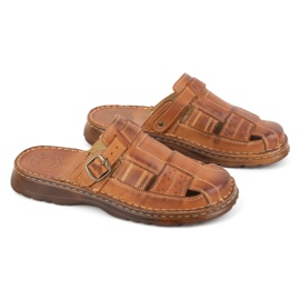 Olivier Klassische Herren-Leder-Flip-Flops 0036 braun 1