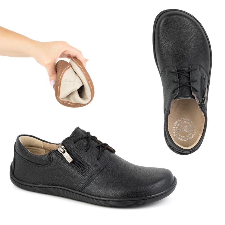 Olivier Minimalistische Barfuß-Lederschuhe für Damen 1244 schwarz 1