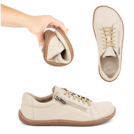 Olivier Minimalistische Barfuß-Lederschuhe für Damen, Modell 1243, beige 3